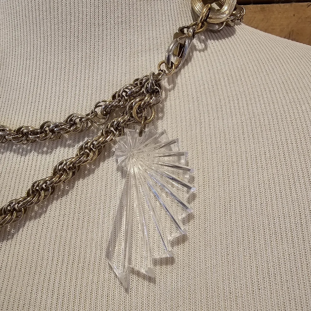 Mishka Piaf goldtone statement necklace made w/ repurposed vintage jewelry - Picture 9 of 11